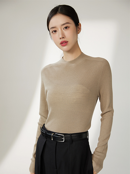 2x2 Ribbed Mock Neck Sweater - Image 3