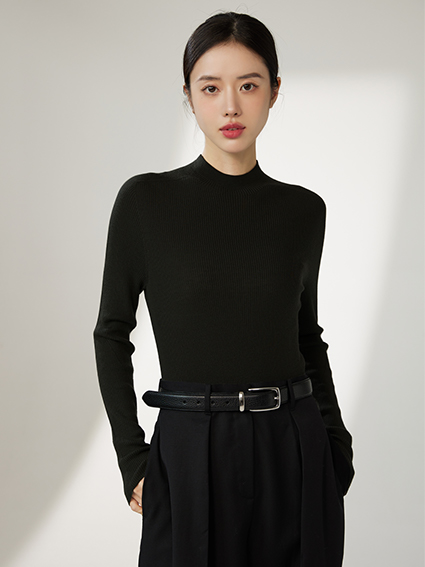 2x2 Ribbed Mock Neck Sweater