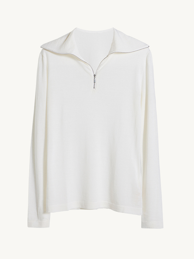 Minimalist Knit Half-Zip Sweater - Image 3