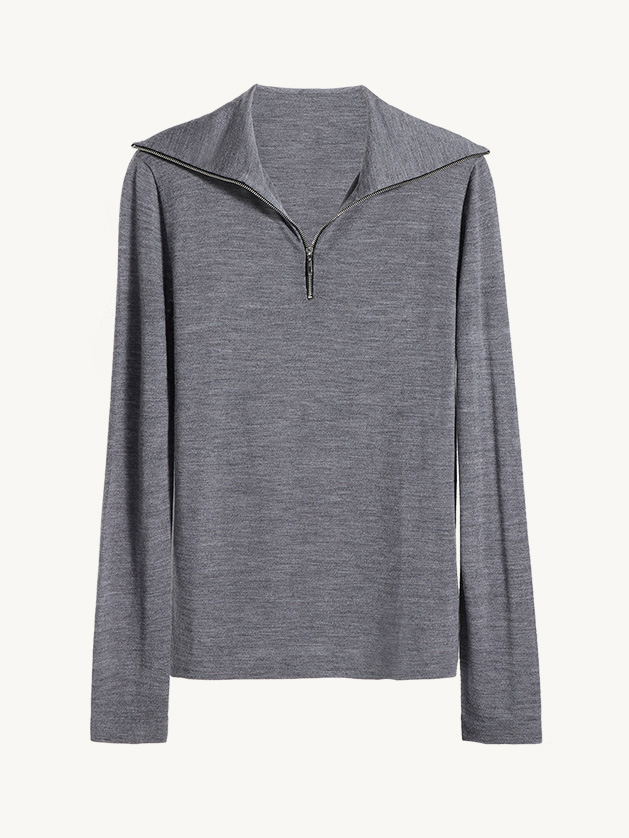 Minimalist Knit Half-Zip Sweater - Image 2