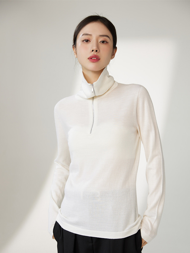 Minimalist Knit Half-Zip Sweater - Image 6