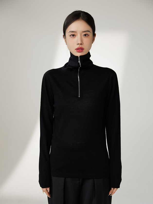 Minimalist Knit Half-Zip Sweater - Image 4