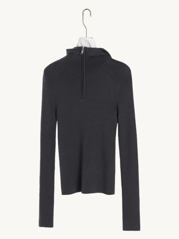 Half-Zip High Neck Knit Sweater
