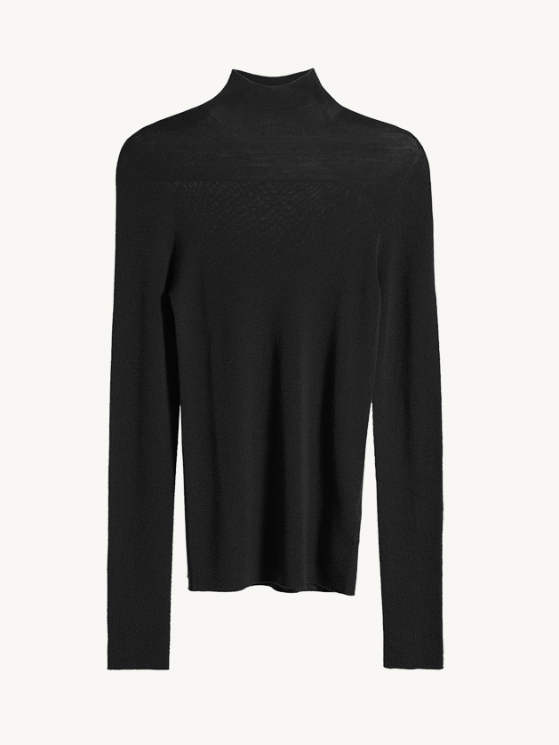 Fine-Gauge Seamless Wool Turtleneck
