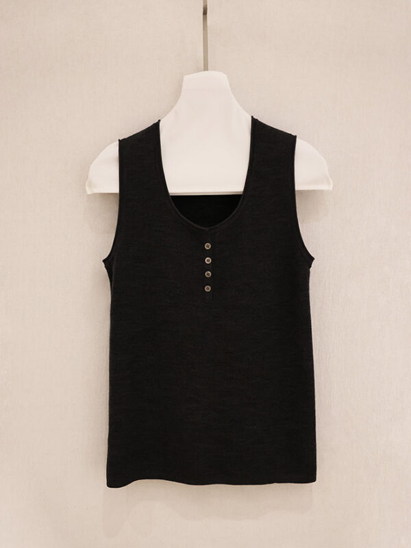 Full Cardigan Wide U-Neck Knit Tank Top