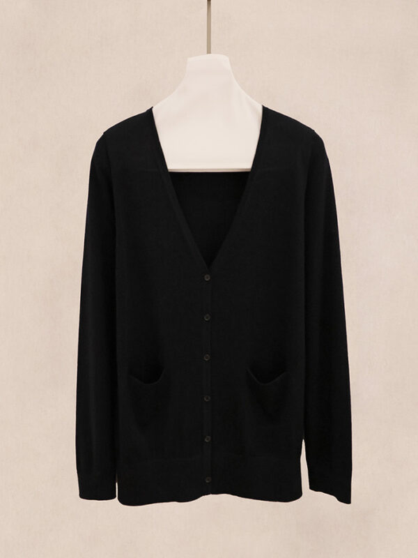 Bound-Trim Pocket Long Cardigan