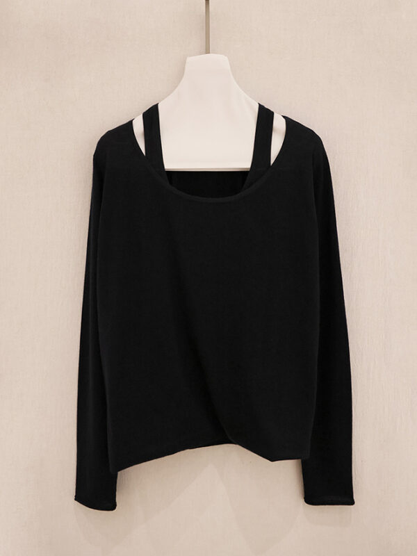 Double-Layer Off-Shoulder Scoop Neck Top