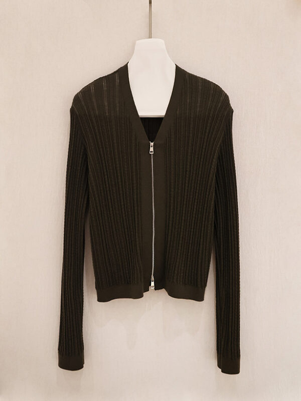 Cable Rib Zip-Up Cardigan