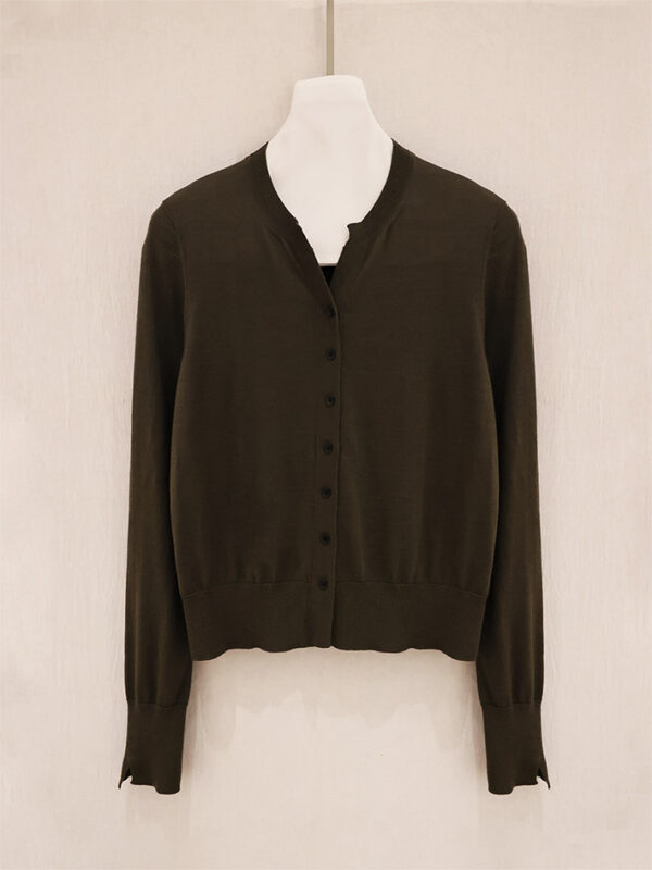 V-Neck Cuff Slit Cardigan
